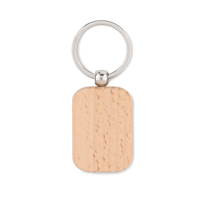 Houten sleutelhanger rechthoek bedrukken met logo