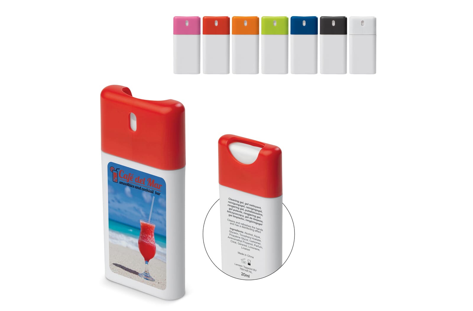 Sanitise antibacteriële spray bedrukken met logo