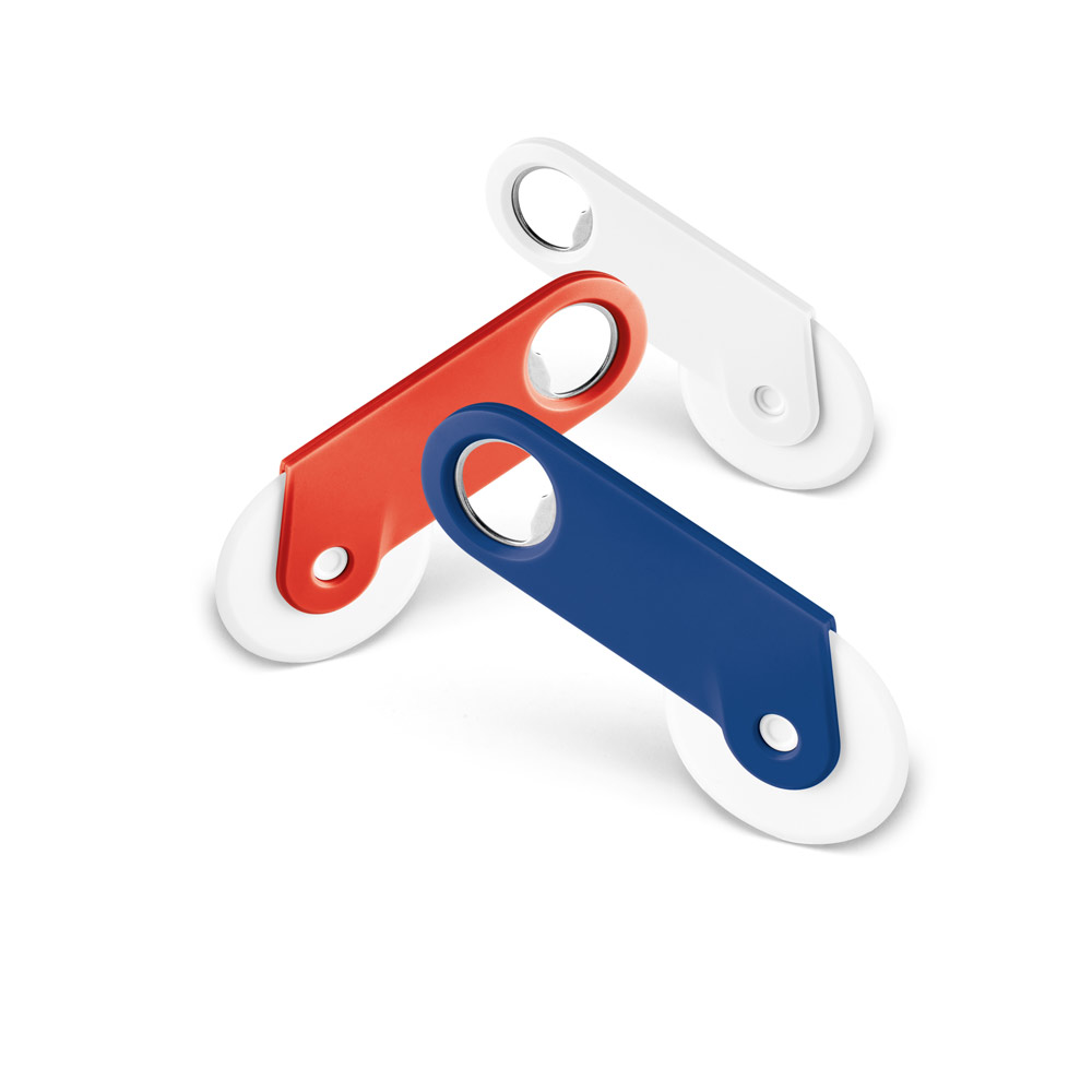 Pizza snijder met flesopener bedrukken met logo