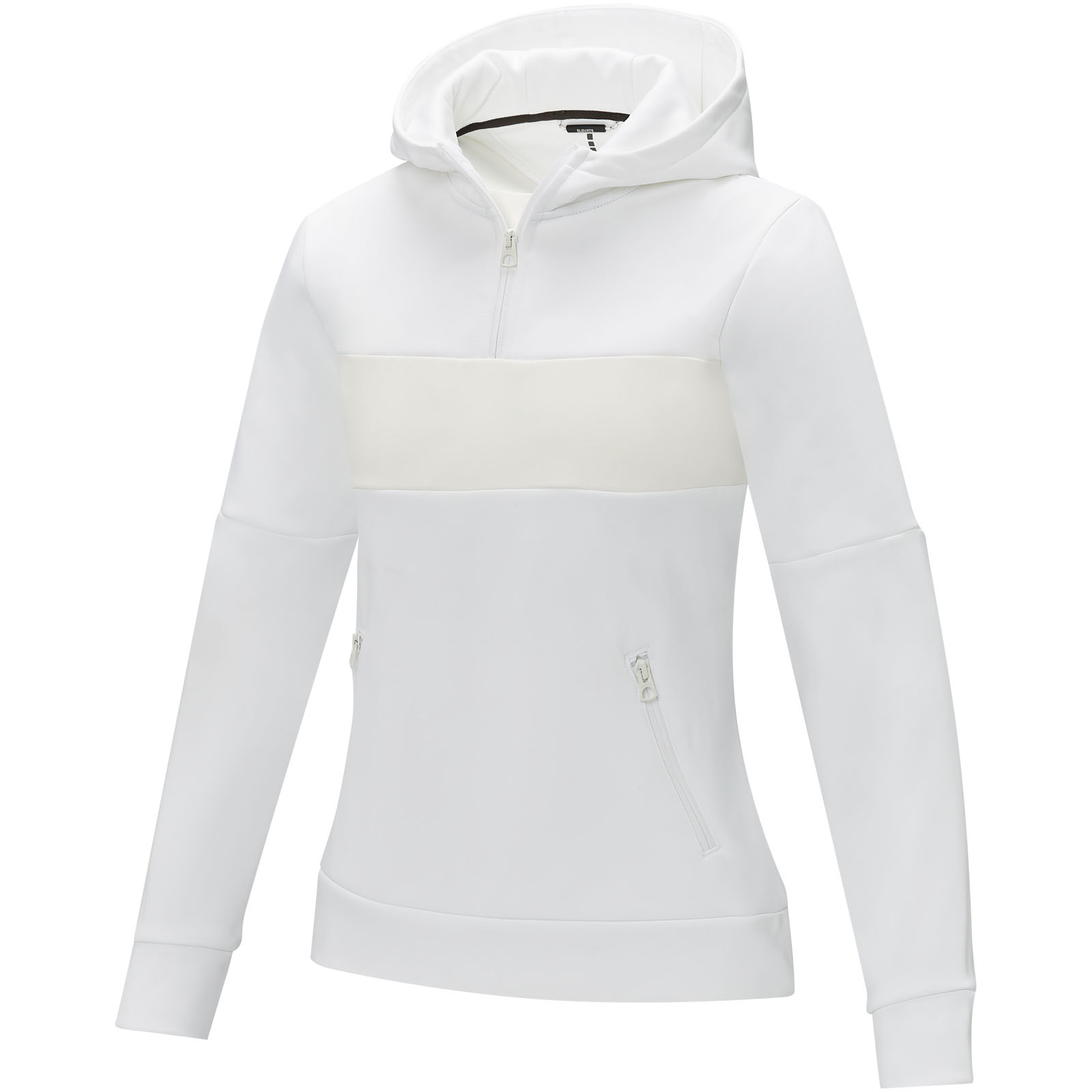 Sayan anorak dames sweater met halve rits en capuchon bedrukken met logo
