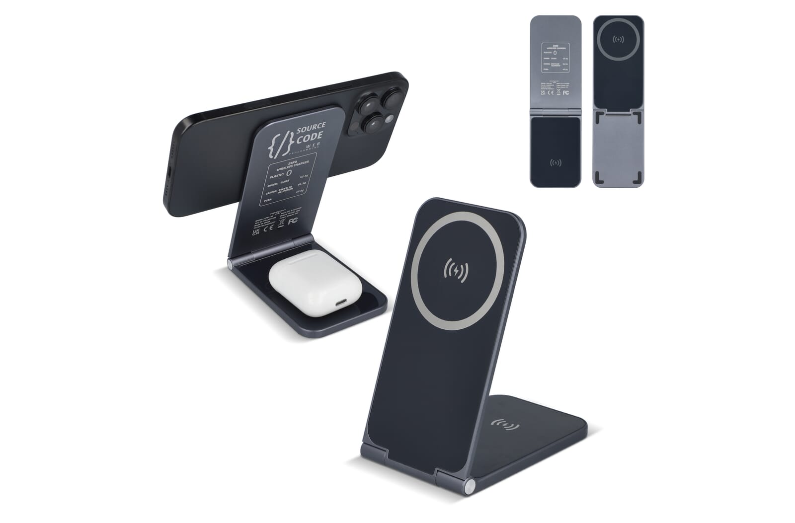 2255 -Xoopar Zero 2 in 1 draadloze oplader compatibel met MagSafe bedrukken met logo