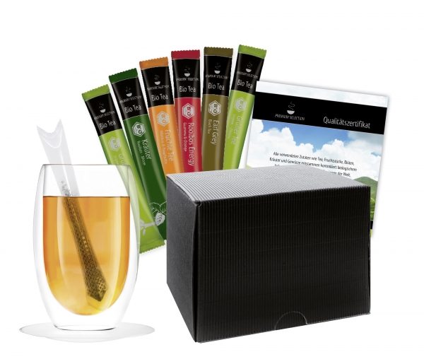 Teaset
inclusief 6 biologische theestokken
 bedrukken met logo