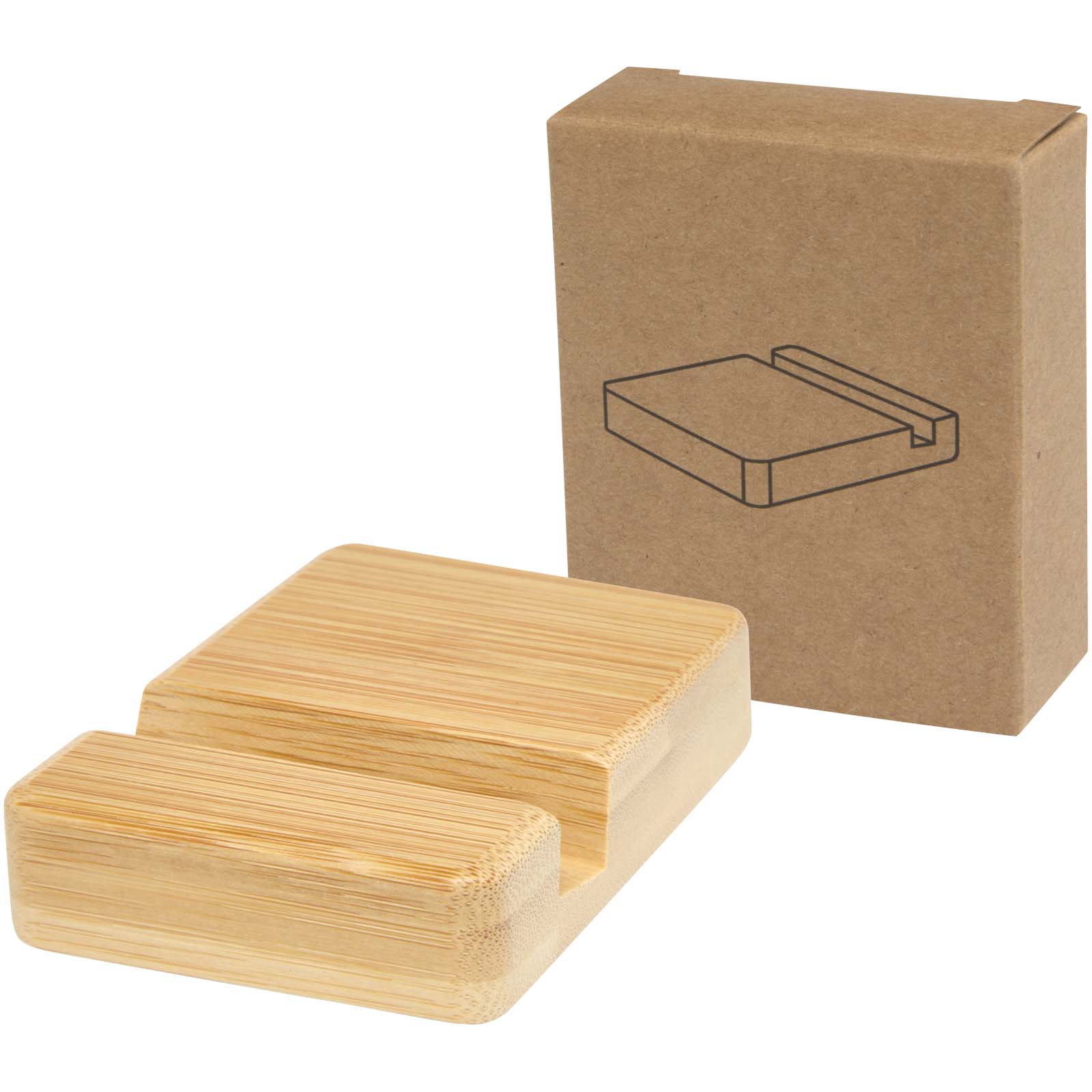 Ebla telefoonhouder van bamboe bedrukken met logo