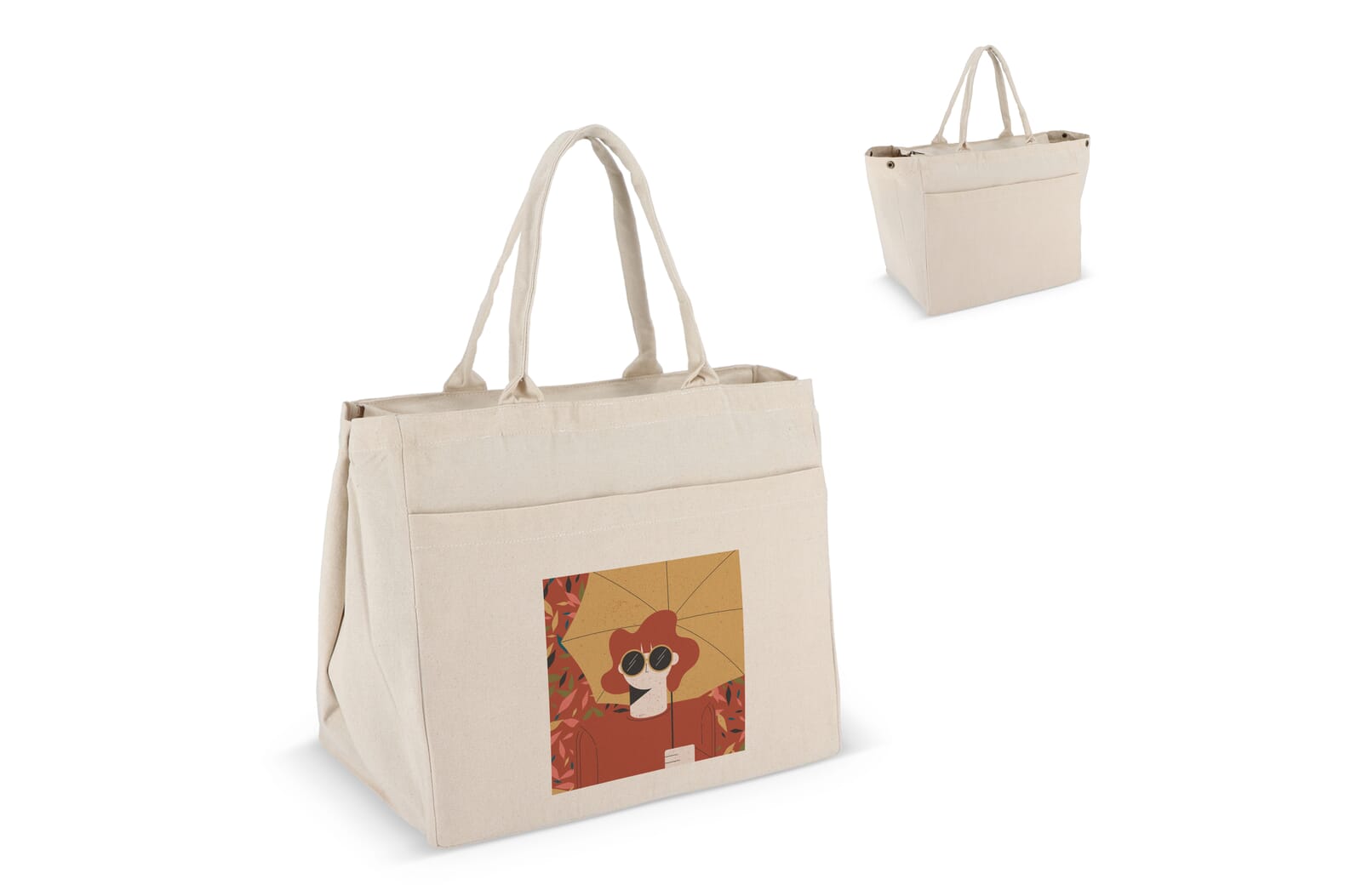 Katoen Tote met rits OEKO-TEX® 39 x 24 x 34cm 320g/m² bedrukken met logo