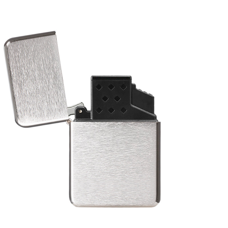 Brede Exclusive Jetflame aansteker chroom geborsteld met kap, navulbaar bedrukken met logo
