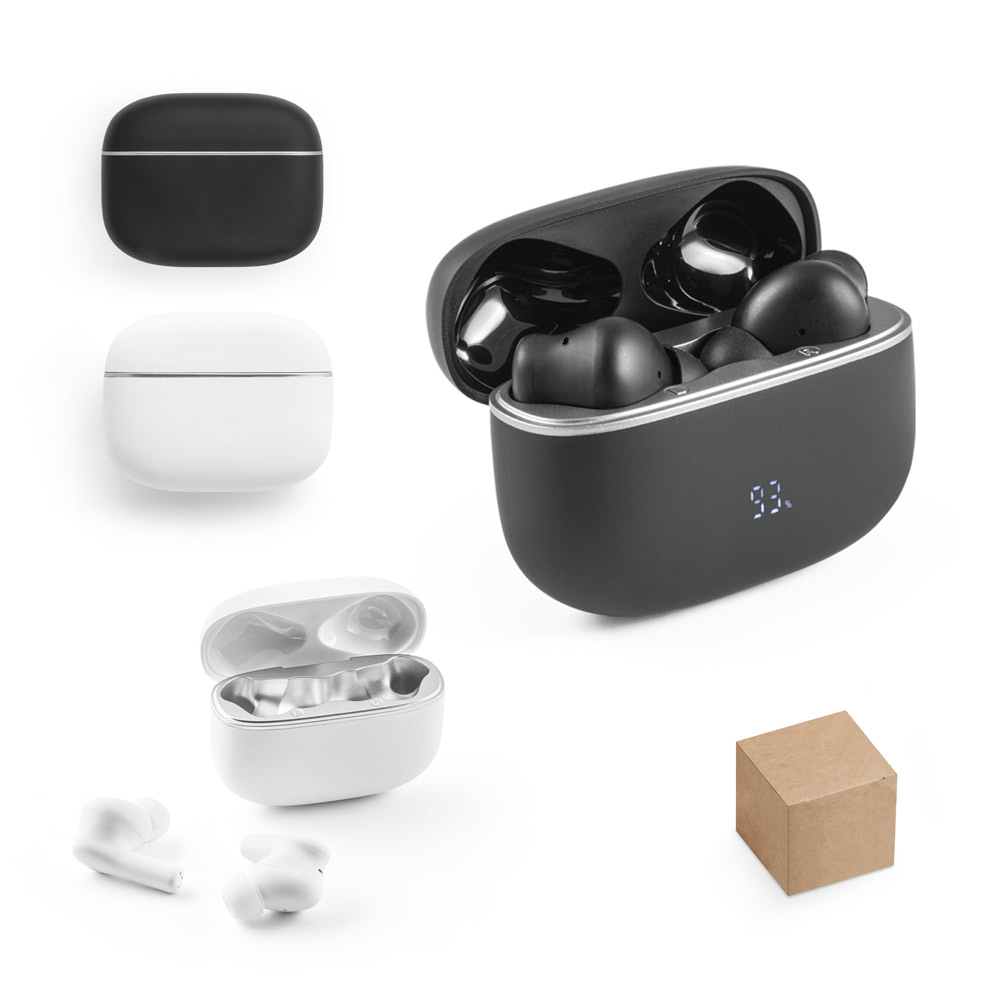 CAUBY. Draadloze koptelefoon met ANC en 10 uur batterijduur op gerecycled ABS (100% rABS) bedrukken met logo