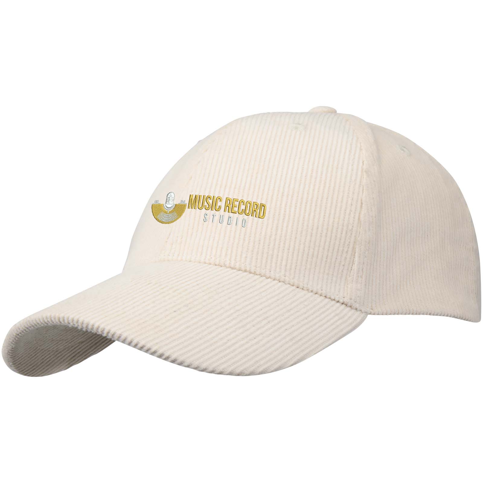 Hutton 6 panel cap van gerecycled corduroy bedrukken met logo