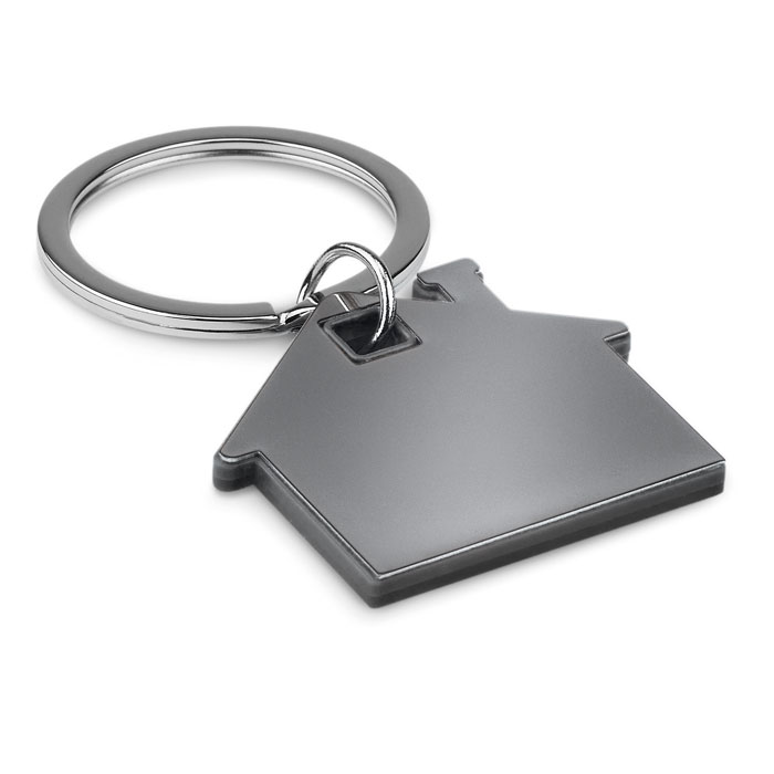 Huisvormige sleutelhanger bedrukken met logo