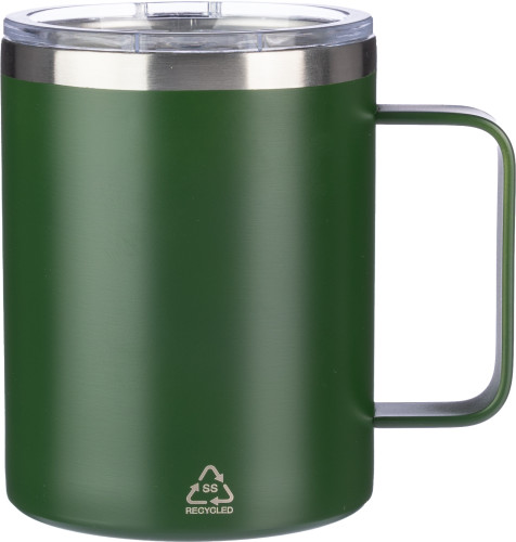Gerecycled roestvrijstalen dubbelwandige to go mok (300 ml) Renate bedrukken met logo