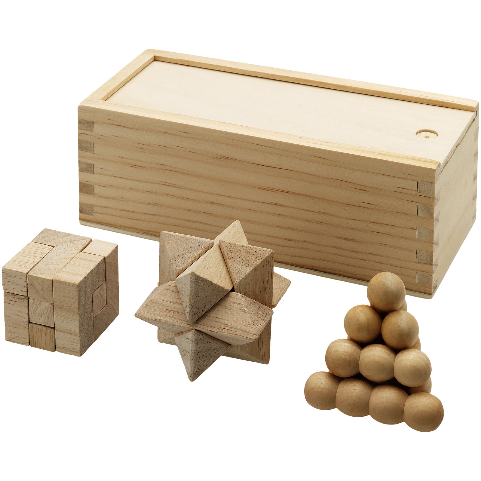 Torcy 3-piece wooden brain teaser set bedrukken met logo