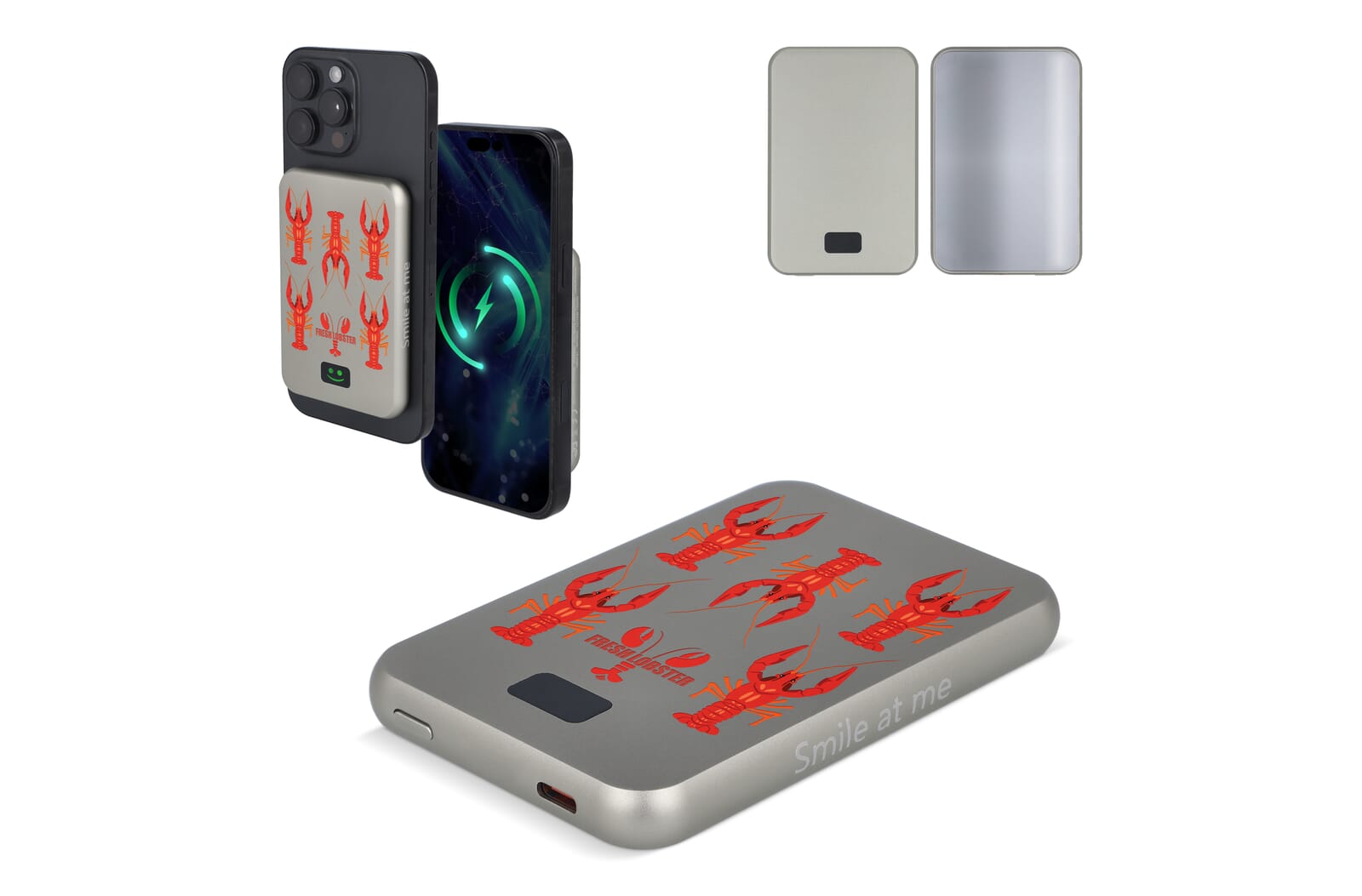 Xoopar Smile Wireless Mirror Powerbank Geschikt voor MagSafe 5000mAh bedrukken met logo