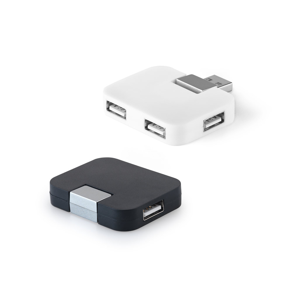 JANNES. HUB met 4 USB-A poorten in ABS bedrukken met logo