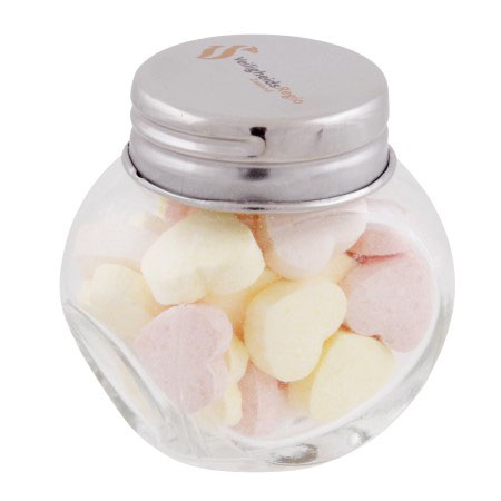 Mini CandyJar glazen potje met pepermuntjes bedrukken met logo