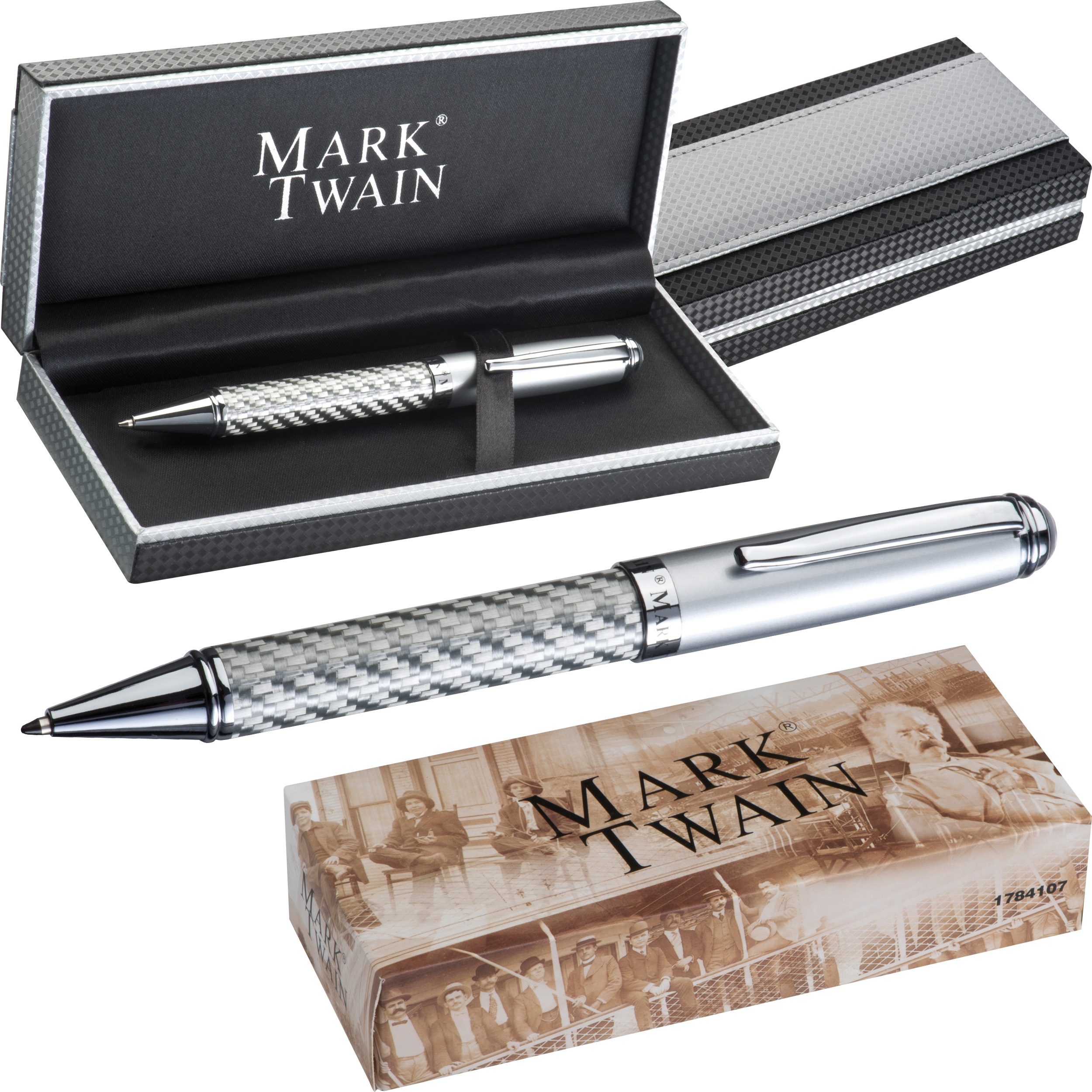 Mark Twain pen met Carbon design bedrukken met logo