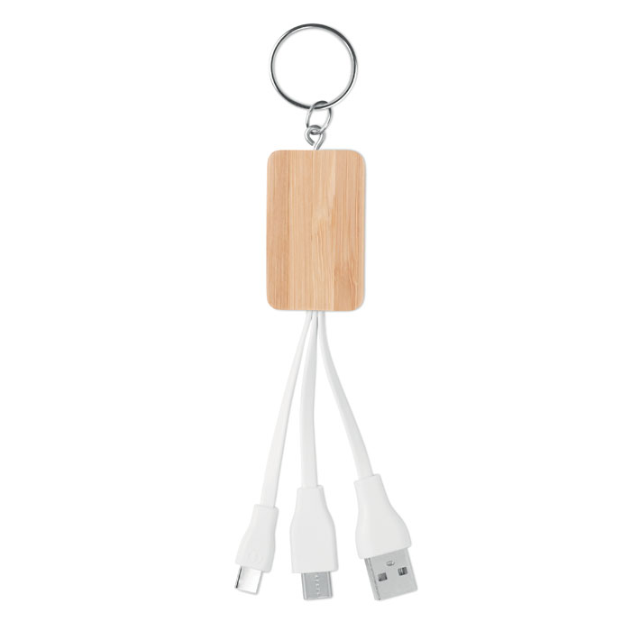 Clyo 3-in-1 bamboe oplaadkabels bedrukken met logo