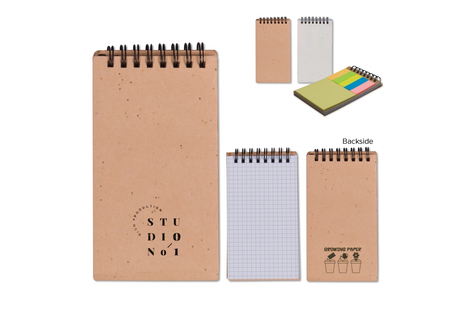 Crepey Zaadpapier notitieboekje en zelfklevende memoblaadjes bedrukken met logo