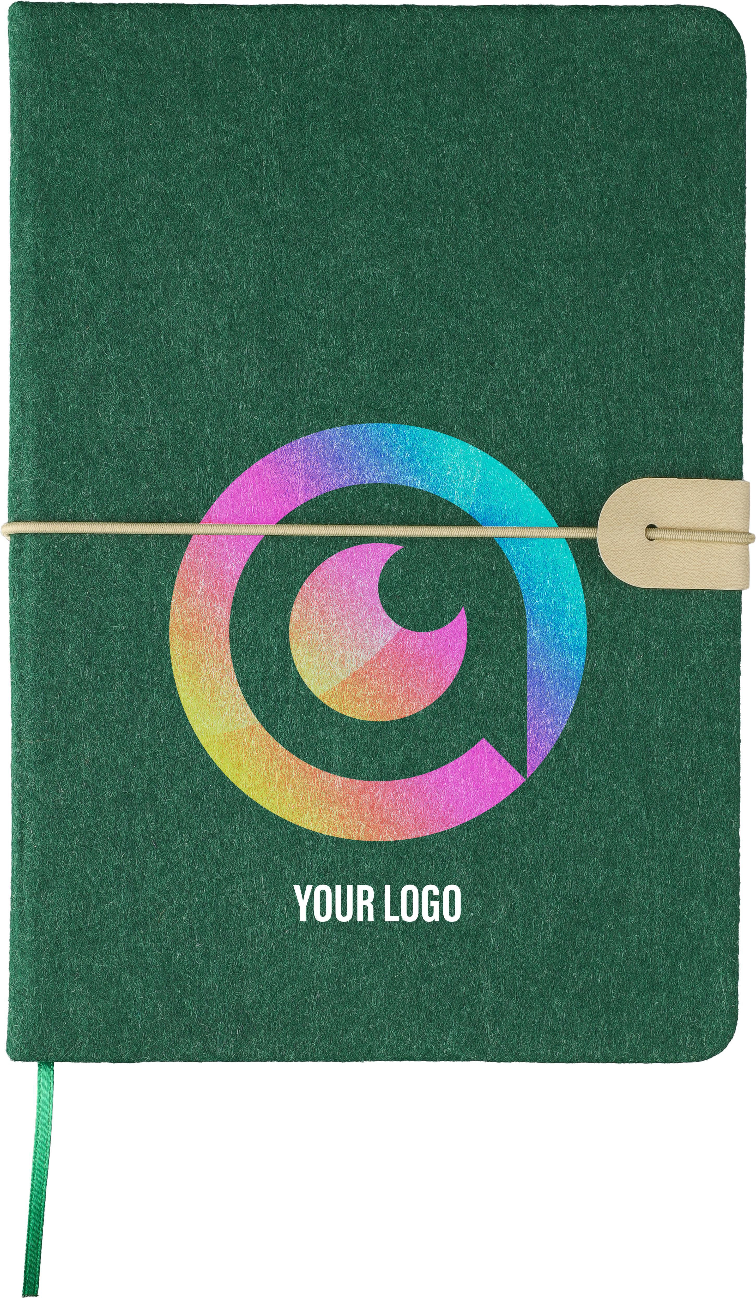 Gerecycled vilt notitieboek (A5) Dario bedrukken met logo