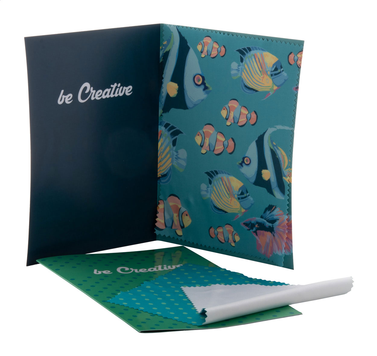 custom made brillendoekje met ansichtkaart bedrukken met logo