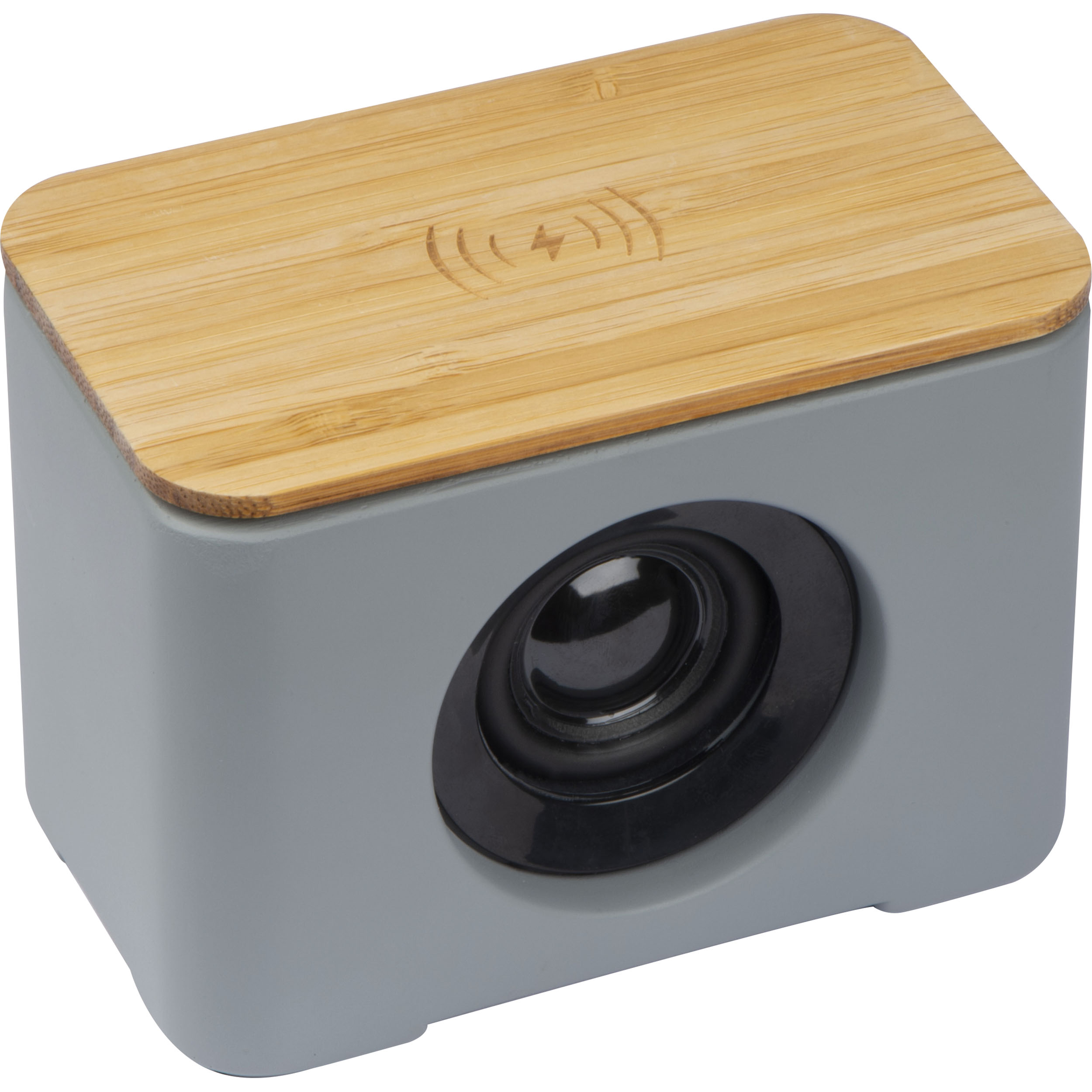 Apline Bluetooth luidspreker met draadloze oplader uit Limestone cement bedrukken met logo