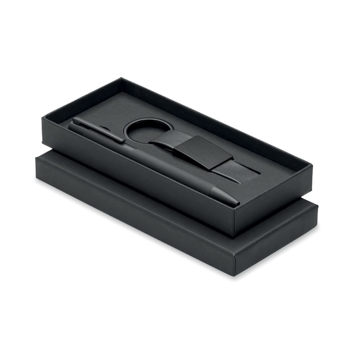 Balpen en sleutelhangerset PU bedrukken met logo