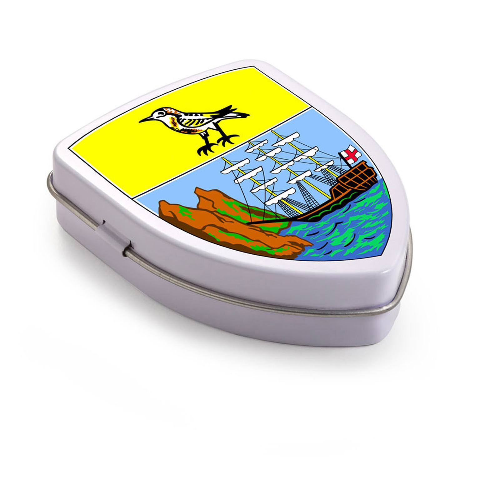 Schildvorm blikje Mintos bedrukken met logo