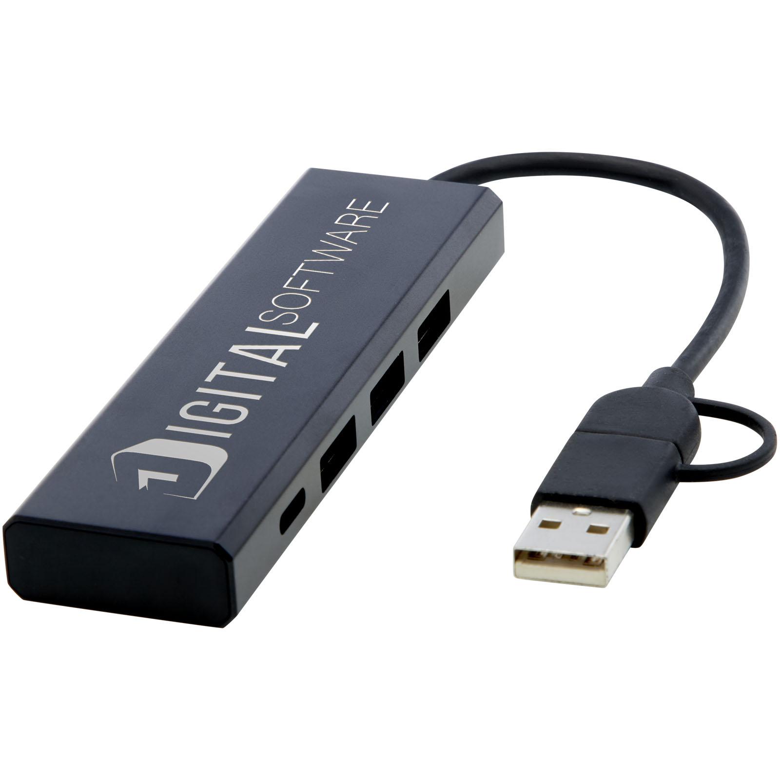 Rise USB 2.0 hub van RCS gerecycled aluminium bedrukken met logo
