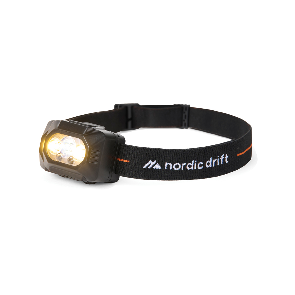 NordicDrift Everest krachtige hoofdlamp met dubbele batterij bedrukken met logo