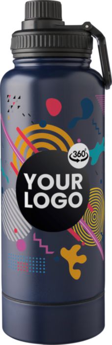 Roestvrijstalen dubbelwandige drinkfles (1 L) bedrukken met logo