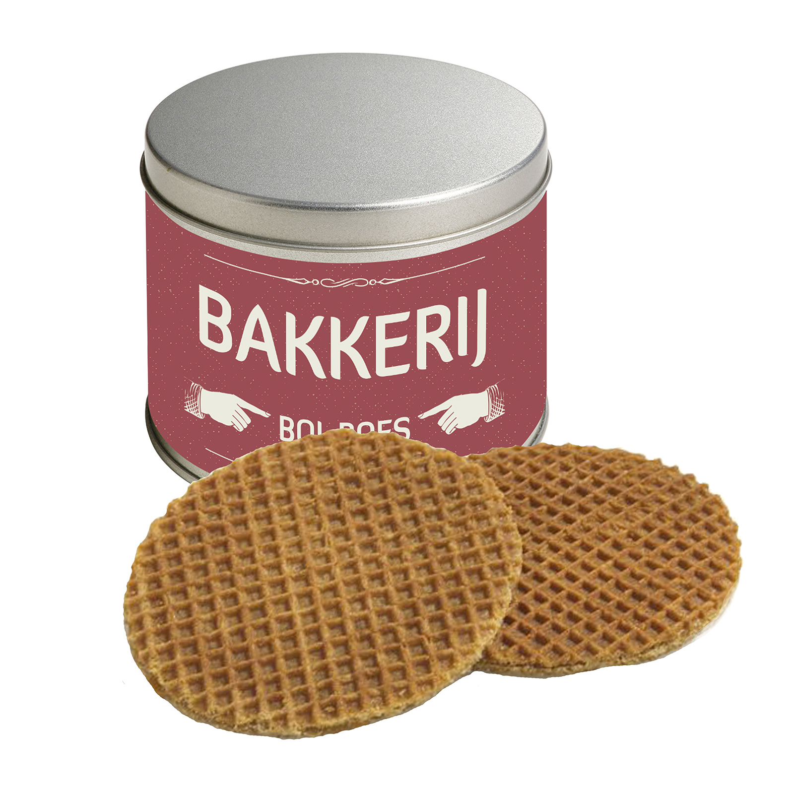 Blik stroopwafels bedrukken met logo