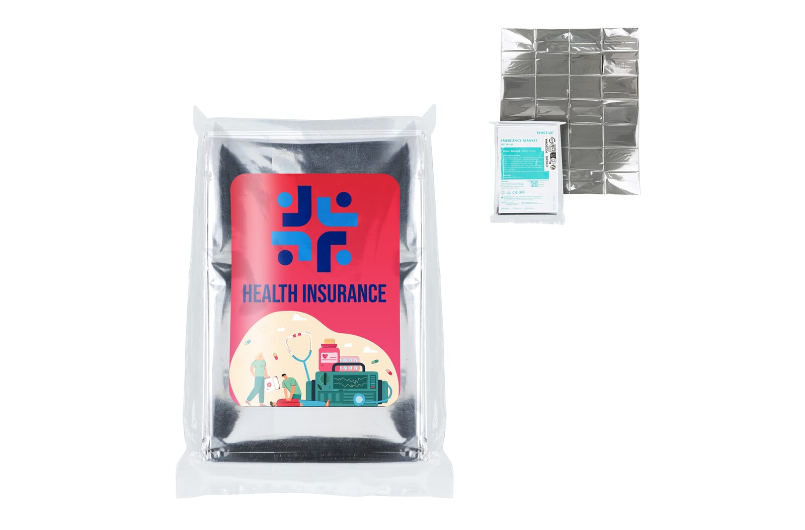 Eerste hulp nooddeken 130 x 210cm bedrukken met logo