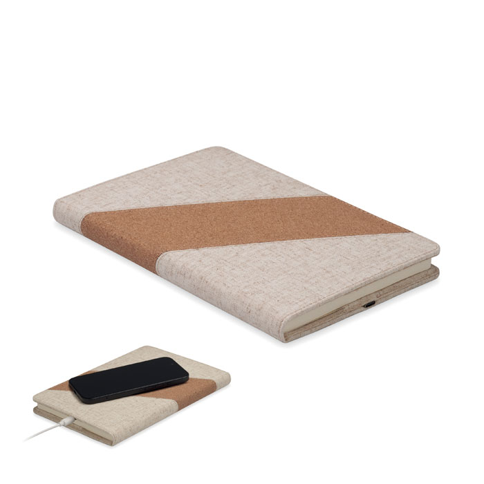 A5 notitieboek met lader 15W bedrukken met logo