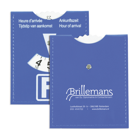 Parkeerschijf kunstleer bedrukken met logo