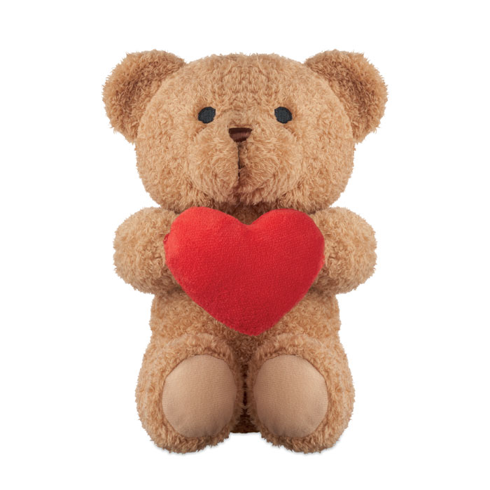 Pluche teddybeer met hart 23cm bedrukken met logo