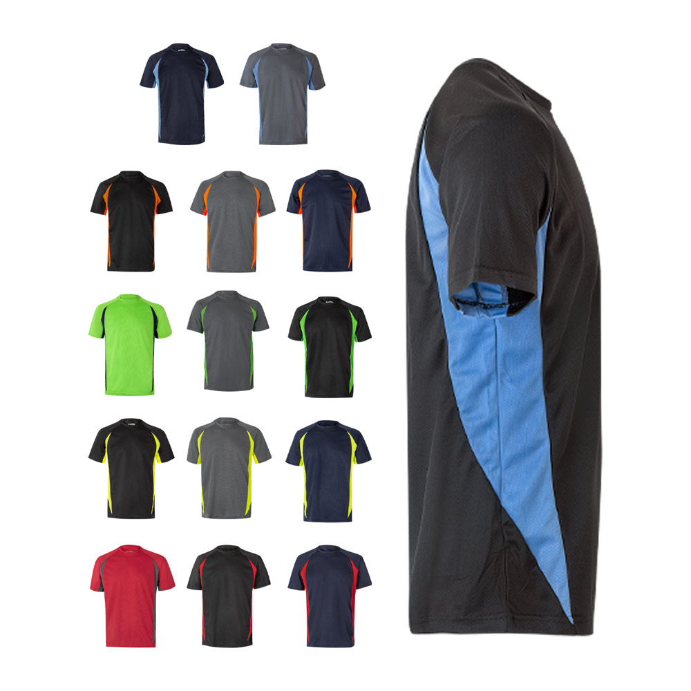 VL SLAYER. Tweekleurig technisch T-shirt met vogeloogjes (160g/m²) van polyester (100%) bedrukken met logo