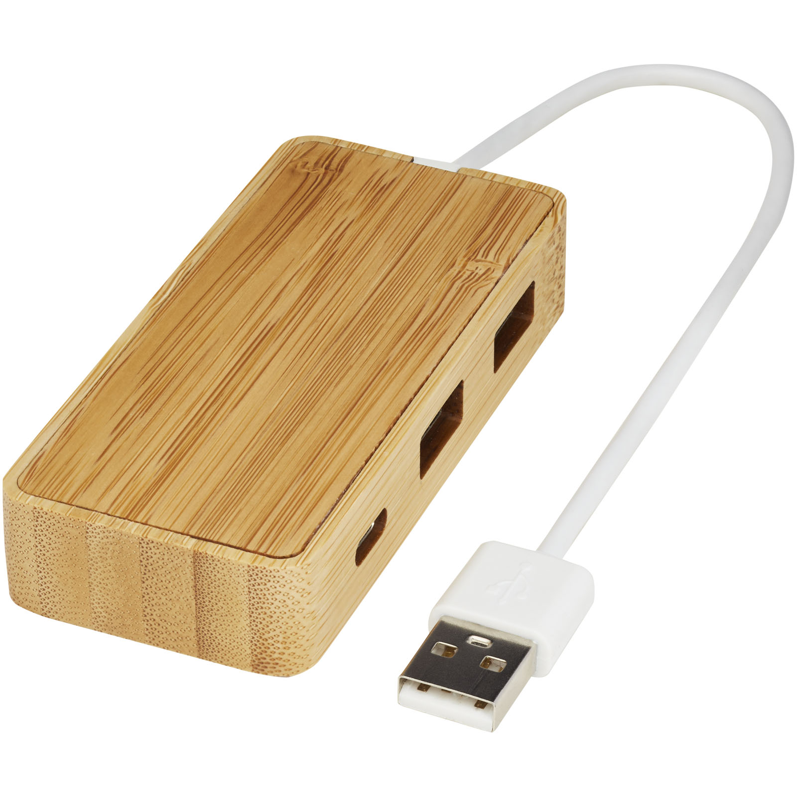 Tebi USB-hub van bamboe bedrukken met logo