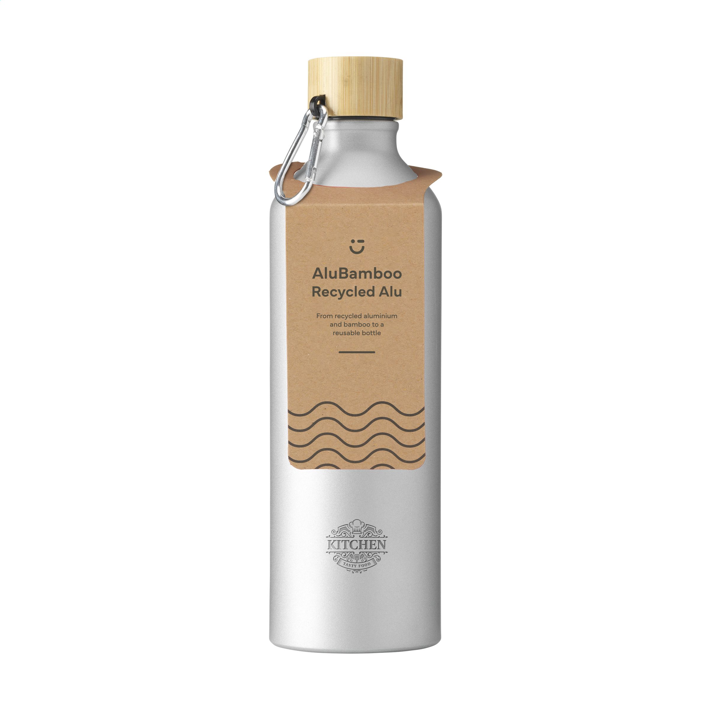 AluBamboo GRS Recycled Alu 750 ml waterfles bedrukken met logo