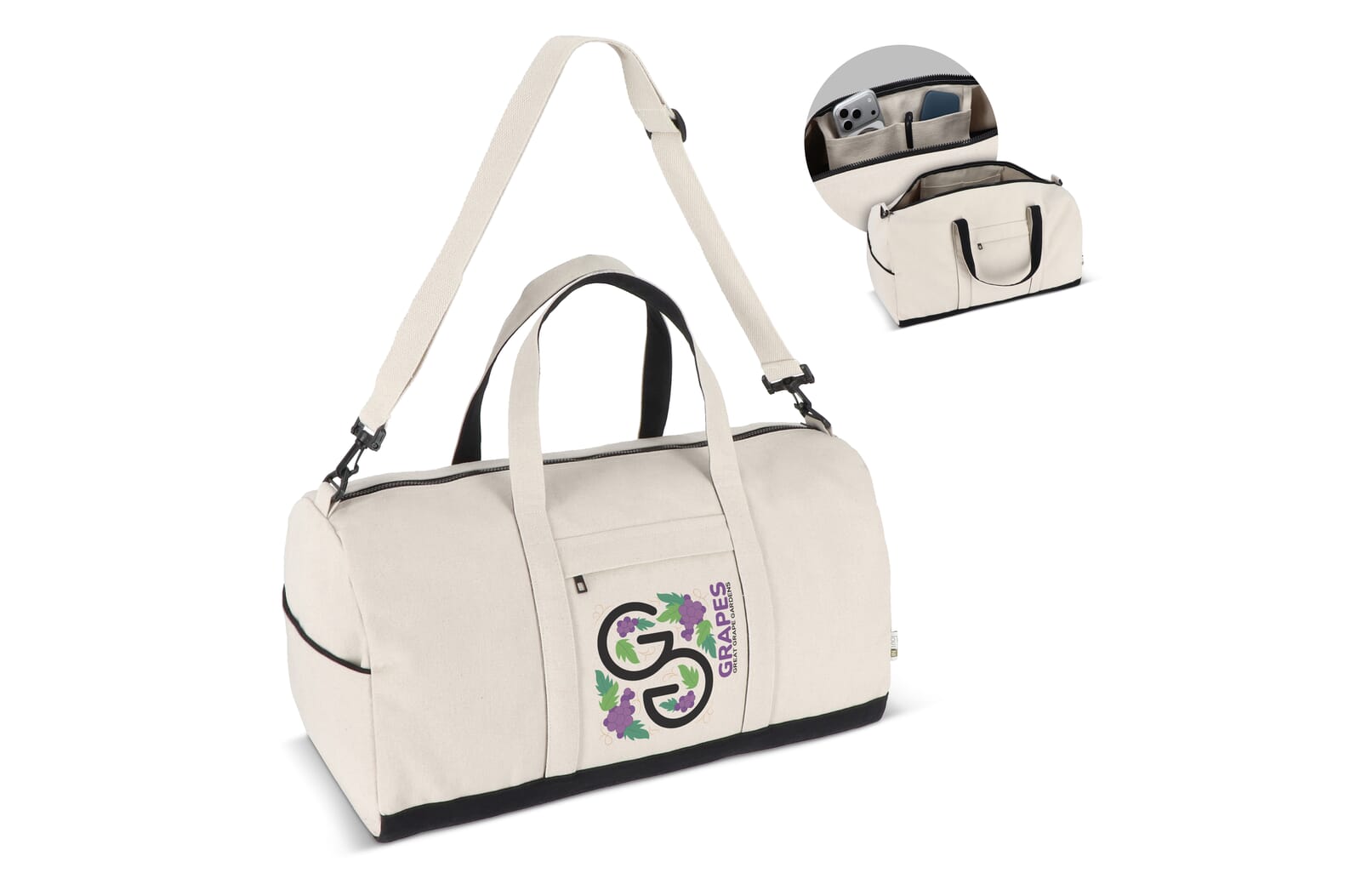 InSideOut Reuuz Canvas Travel/Sport tas  28 x 56 x 28 cm bedrukken met logo