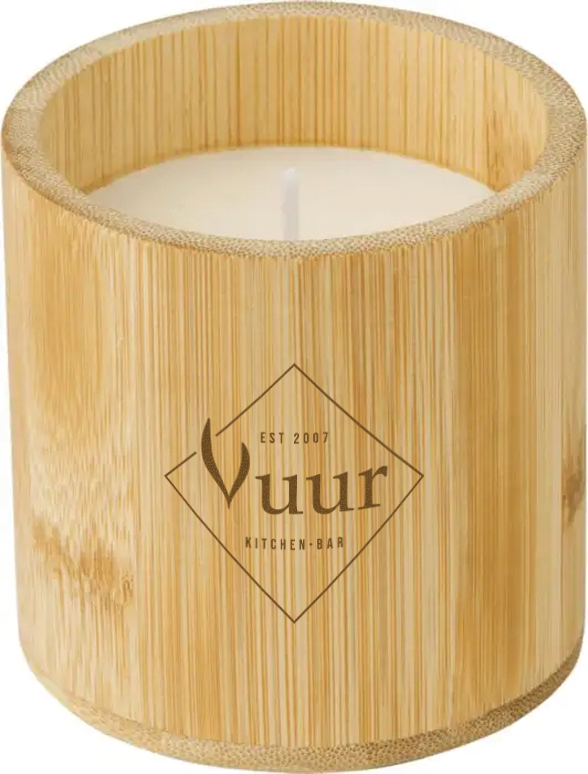 Aaron Bamboe kaars  bedrukken met logo