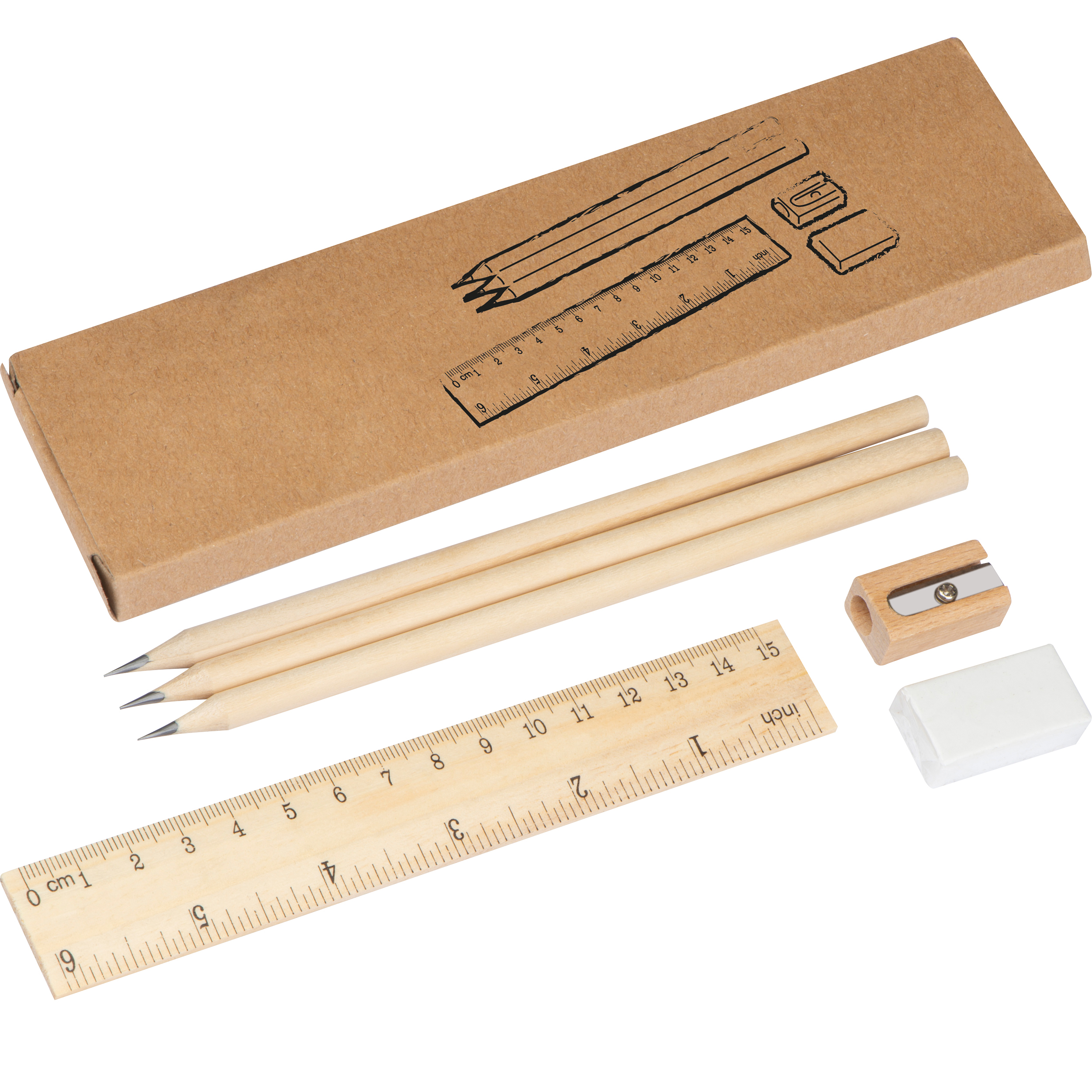 Fearn Schrijfset van hout bedrukken met logo