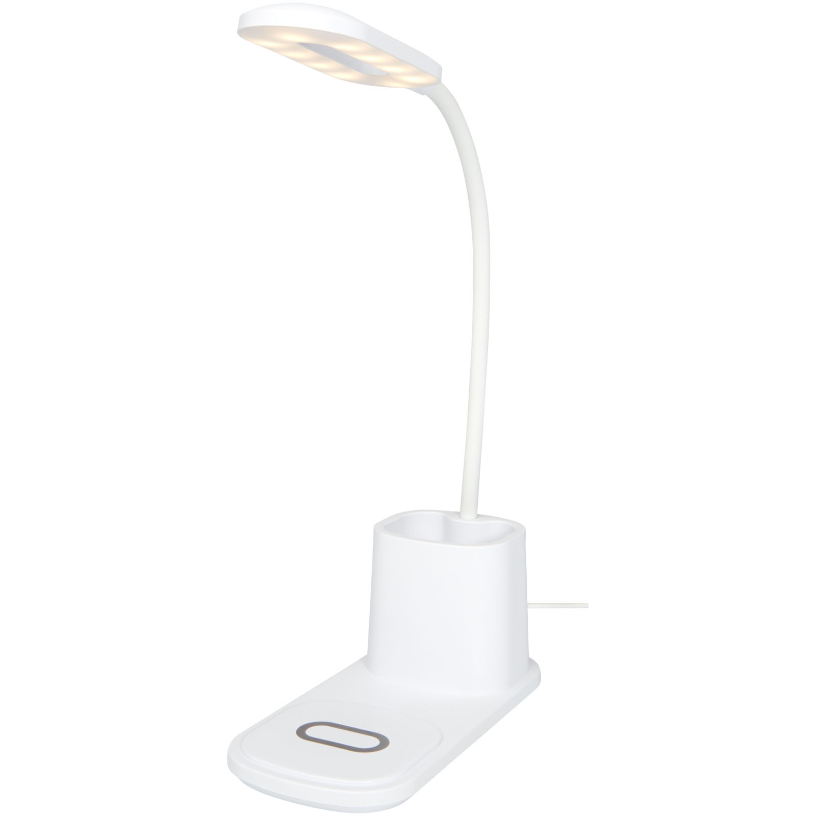 Valmy bureaulamp en organizer met draadloze oplader bedrukken met logo