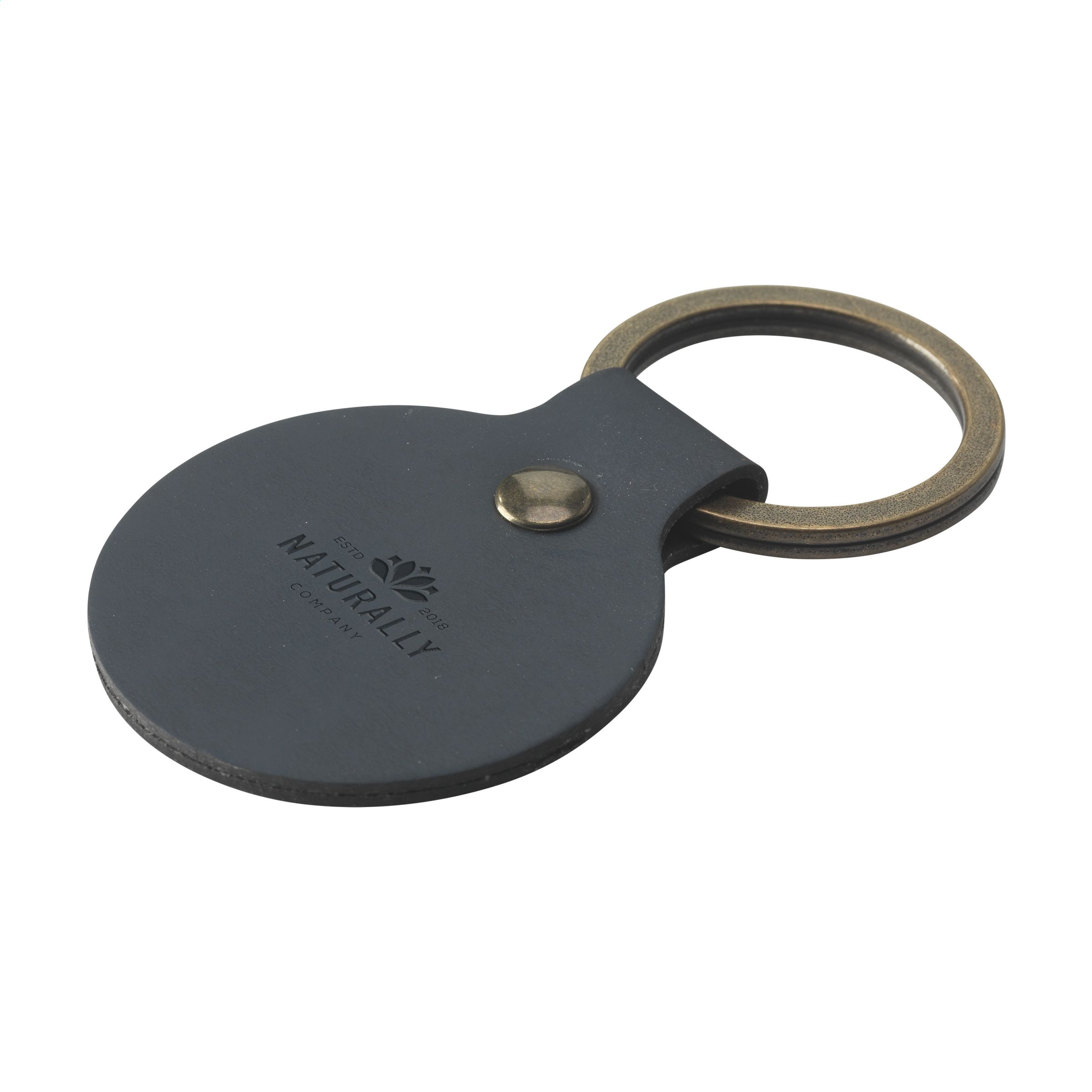 Recycled Leather Keyring Round sleutelhanger bedrukken met logo