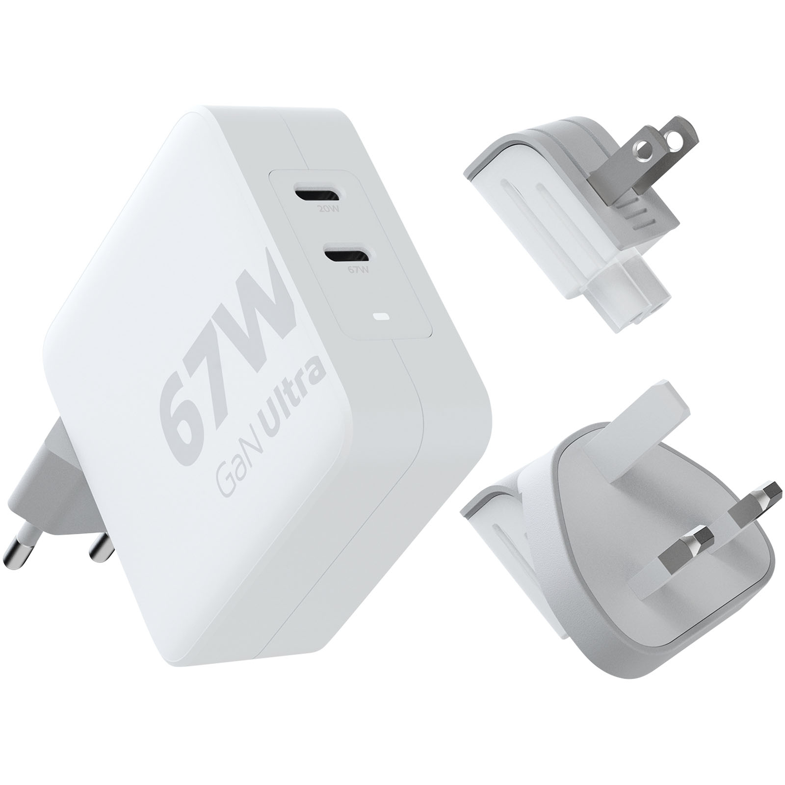 Xtorm XVC2067 GaN Ultra reislader van 67 W met USB-C PD kabel 100 W bedrukken met logo