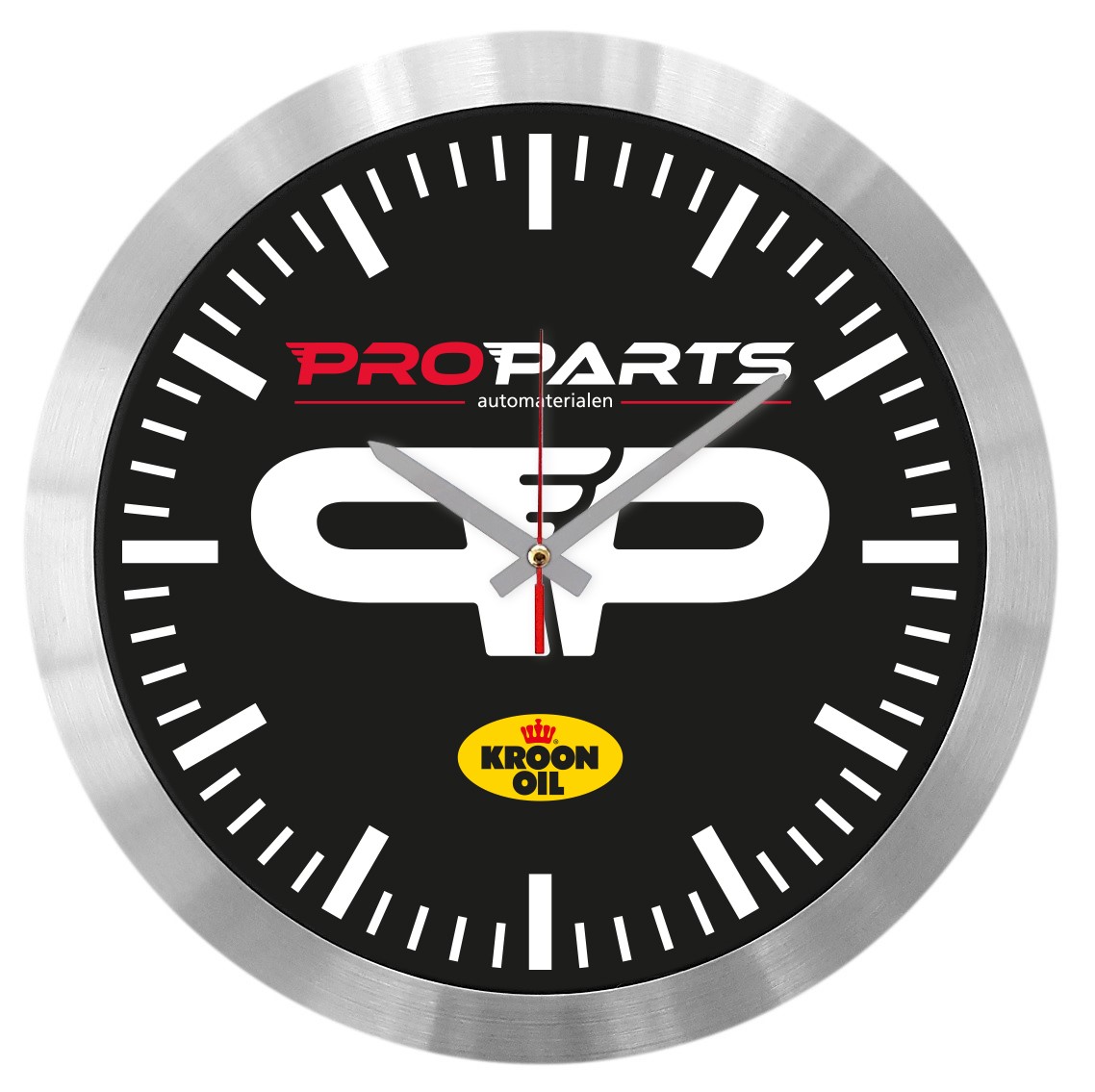 Aluminium wandklok met eigen design (29,5 cm) bedrukken met logo