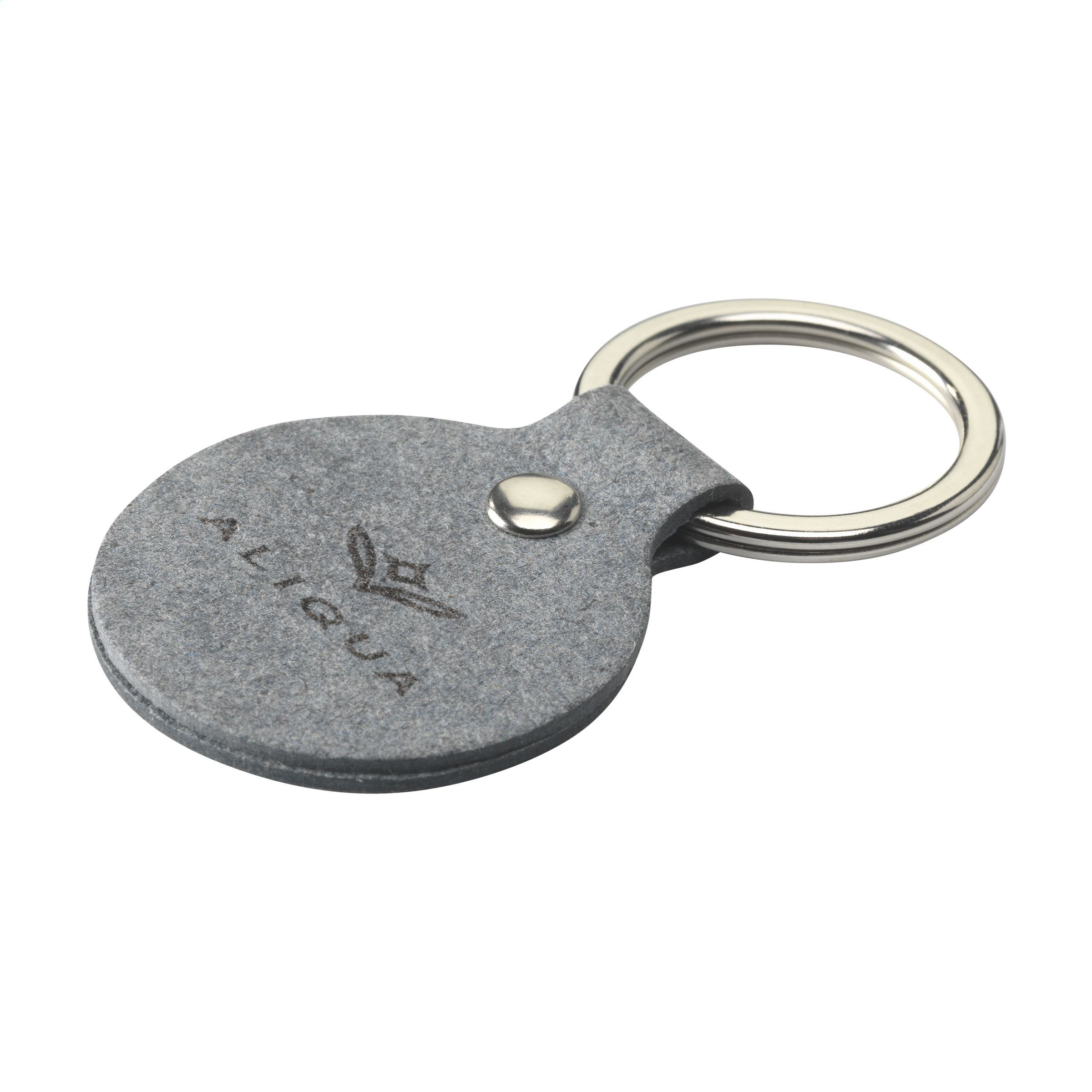 Recycled Denim Textile Keyring Round sleutelhanger bedrukken met logo