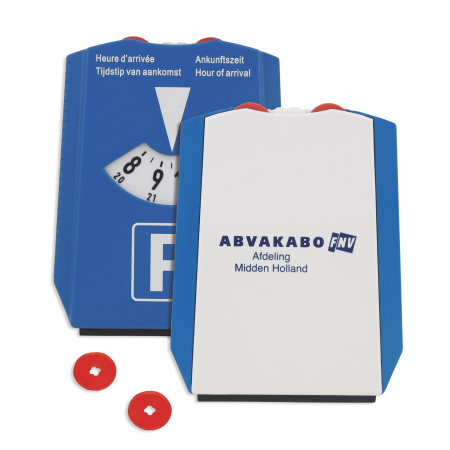 Parkeerschijf IJskrabber + Winkelwagenmuntjes bedrukken met logo