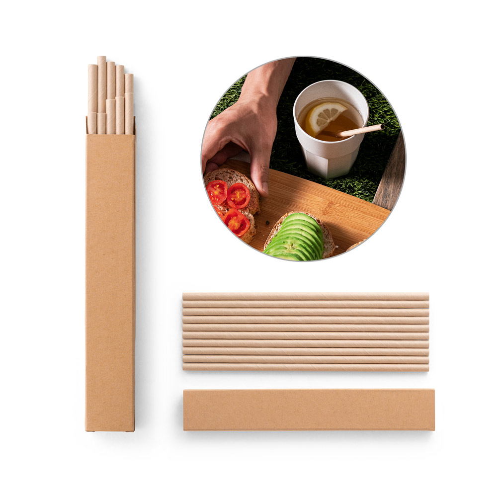 LAMONE. Set van 10 kraftpapieren rietjes bedrukken met logo