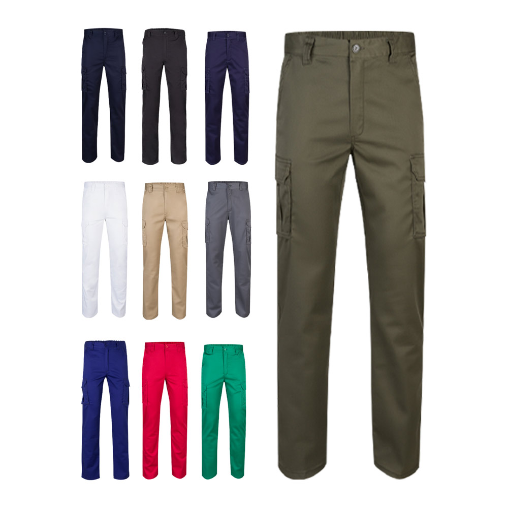 VL LUGH. Stretch broek met meerdere zakken (240 g/m²) van katoen (46%), EME (38%) en polyester (16%) bedrukken met logo