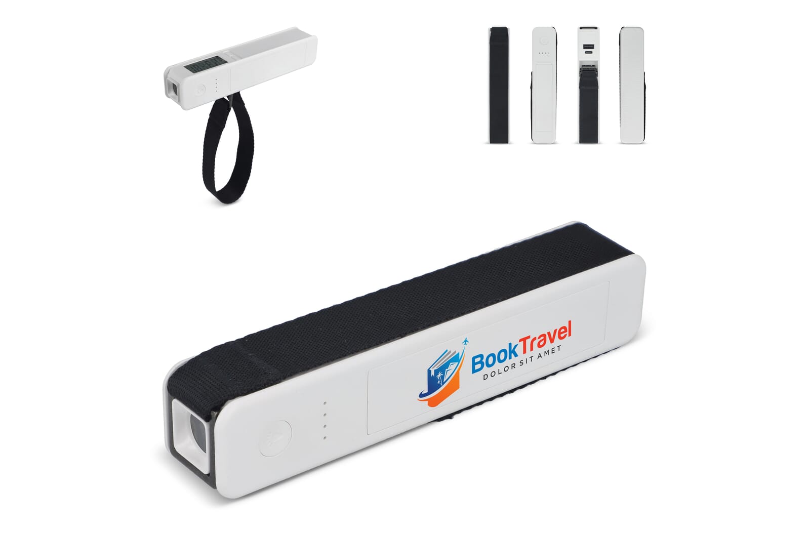 5-in-1 Powerbank - Bagageweegschaal - Zaklamp - Liniaal - Thermometer bedrukken met logo