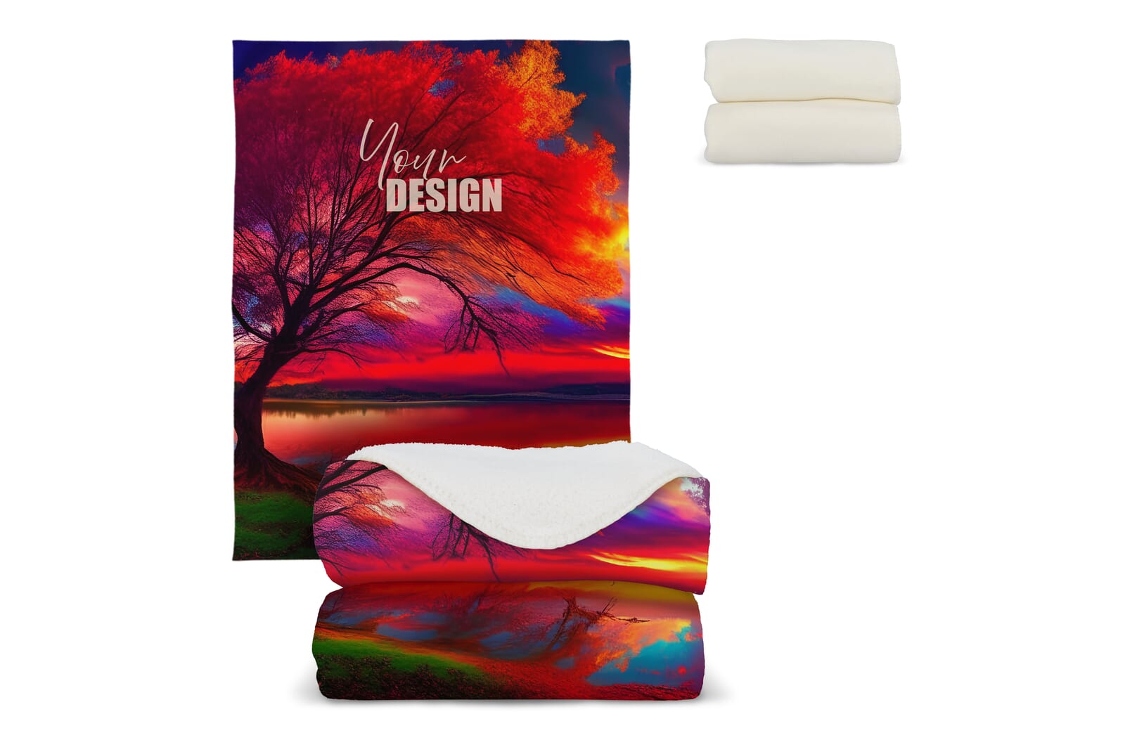 Sherpa fleece full colour deken (510g/m² - 130x170 cm) bedrukken met logo