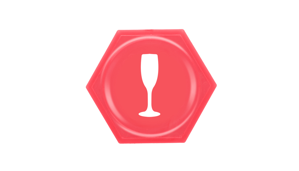 Plastic coins with hole hexagon bedrukken met logo